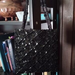 Elegant Black Beaded Handbag
